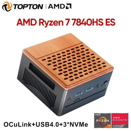 Topton Oculink Mini PC Gamer AMD Ryzen 7 7840HS ES 3*PCIe4.0x4 32G DDR5 6400MHz 2*2.5G LAN USB4 Windows 11 NAS Computer WiFi6