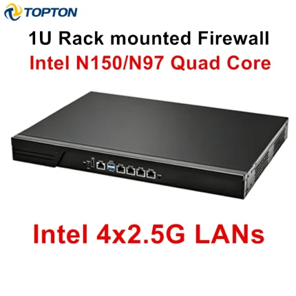 Topton 1U Rack Firewall Appliance Intel N150 N97 Quad Core 4x i226-V 2.5G LANs DDR5 Mini PC VPN Network Gateway Home Server